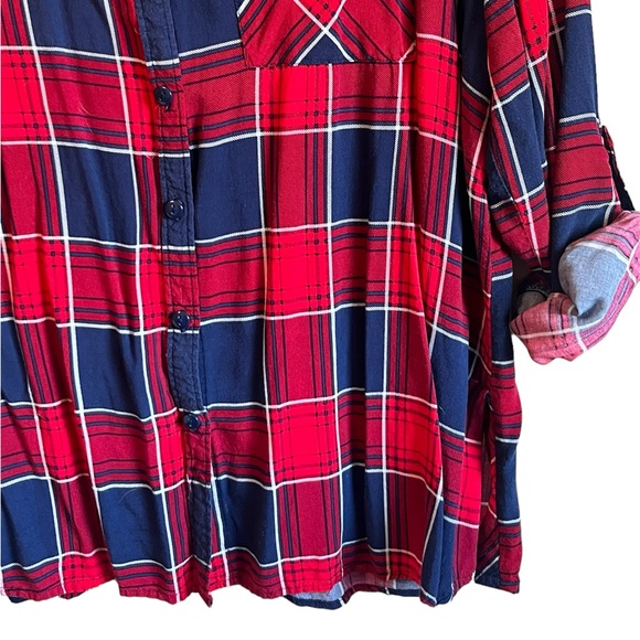 Passport Red and Blue Plaid Button Up Size Large - Picture 5 of 6